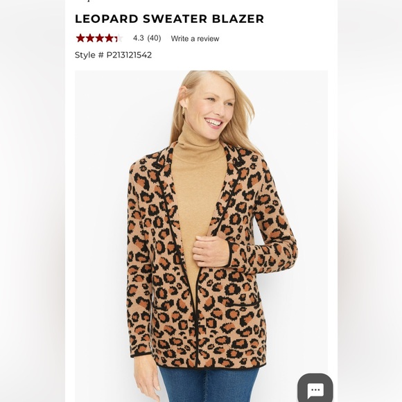 New Talbots leopard sweater blazer - Picture 1 of 6